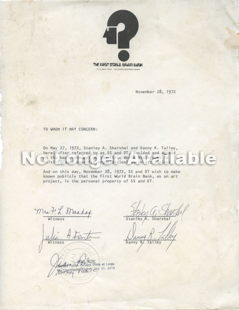 #122, First World Brain Bank Ownership Declaration